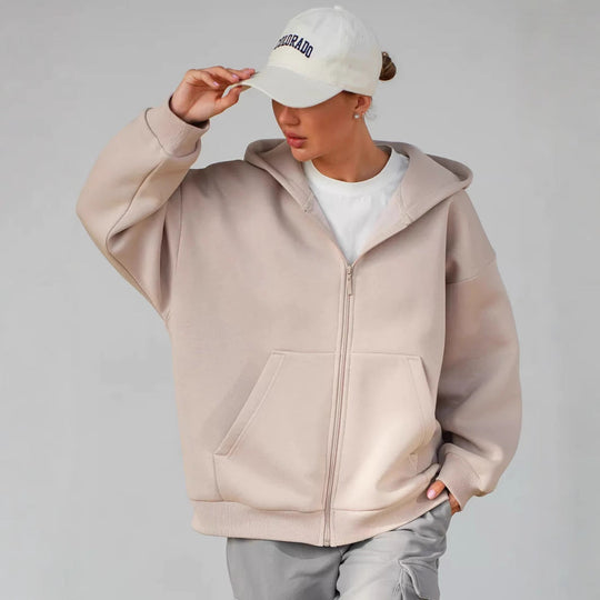 Damen Zip-Hoodie mit lässigem Schnitt und großen Taschen Shopnory