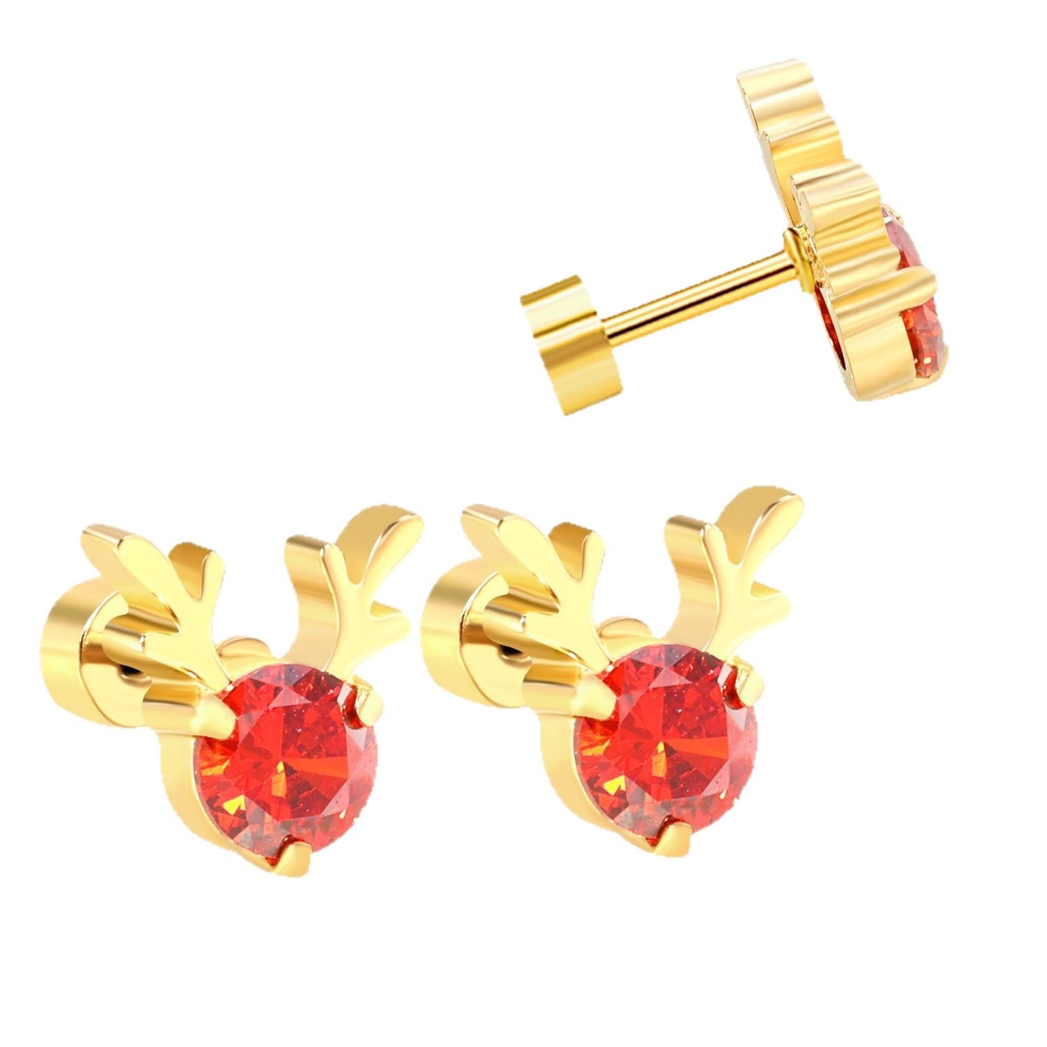 Damen Ohrstecker mit originellen Geweih-Motiven und funkelnden Kristallen Shop Nory