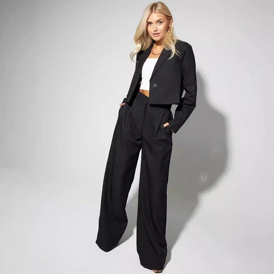 Damen Zweiteiler Damen mit cropped Blazer