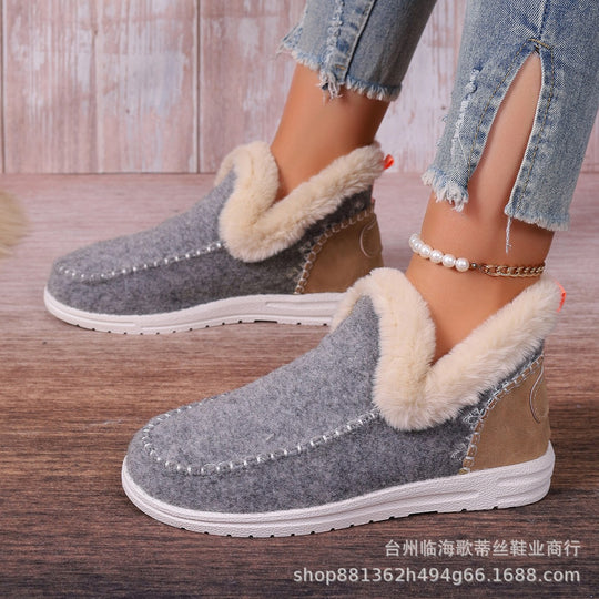 Damen Gefütterte Kurzstiefel-Hausschuhe mit Faux-Fellkragen und rutschfester Gummisohle Shop Nory