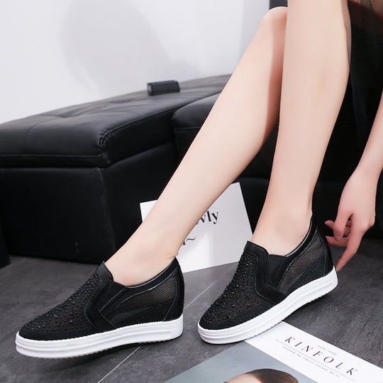 Damen Keil-Sneaker mit Glitzersteinen und atmungsaktivem Mesh Shop Nory