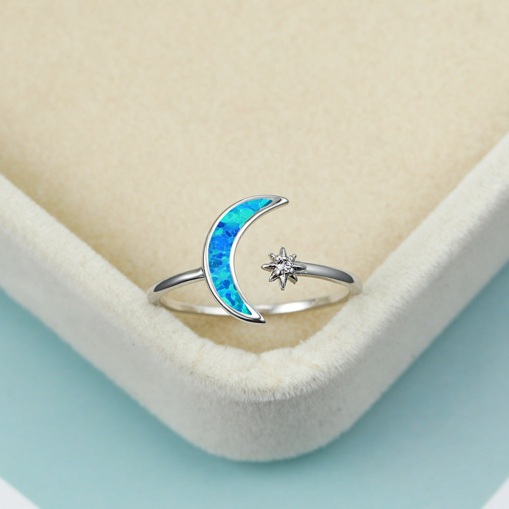 Damen Ring mit schimmerndem Monddesign und funkelnden Zirkonia Shop Nory