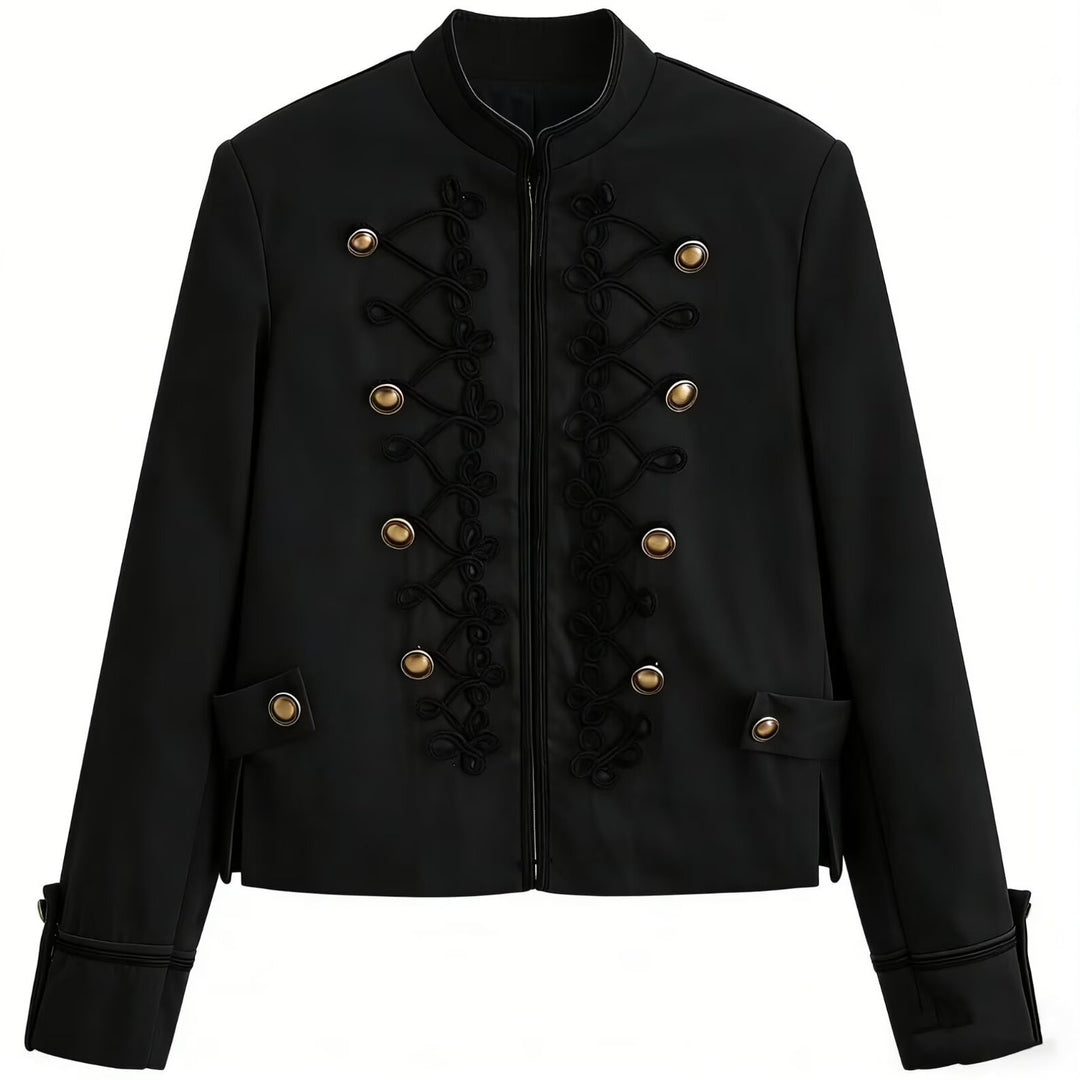 Damen Kurzjacke im Militärstil mit Zierkordeln und Stehkragen Shop Nory