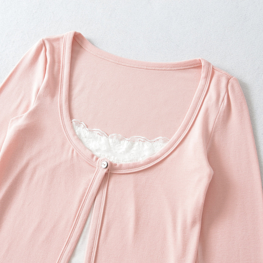 Damen Lagen-Cardigan mit integriertem Spitzen‑Cami und einreihigem Knopfverschluss Shop Nory