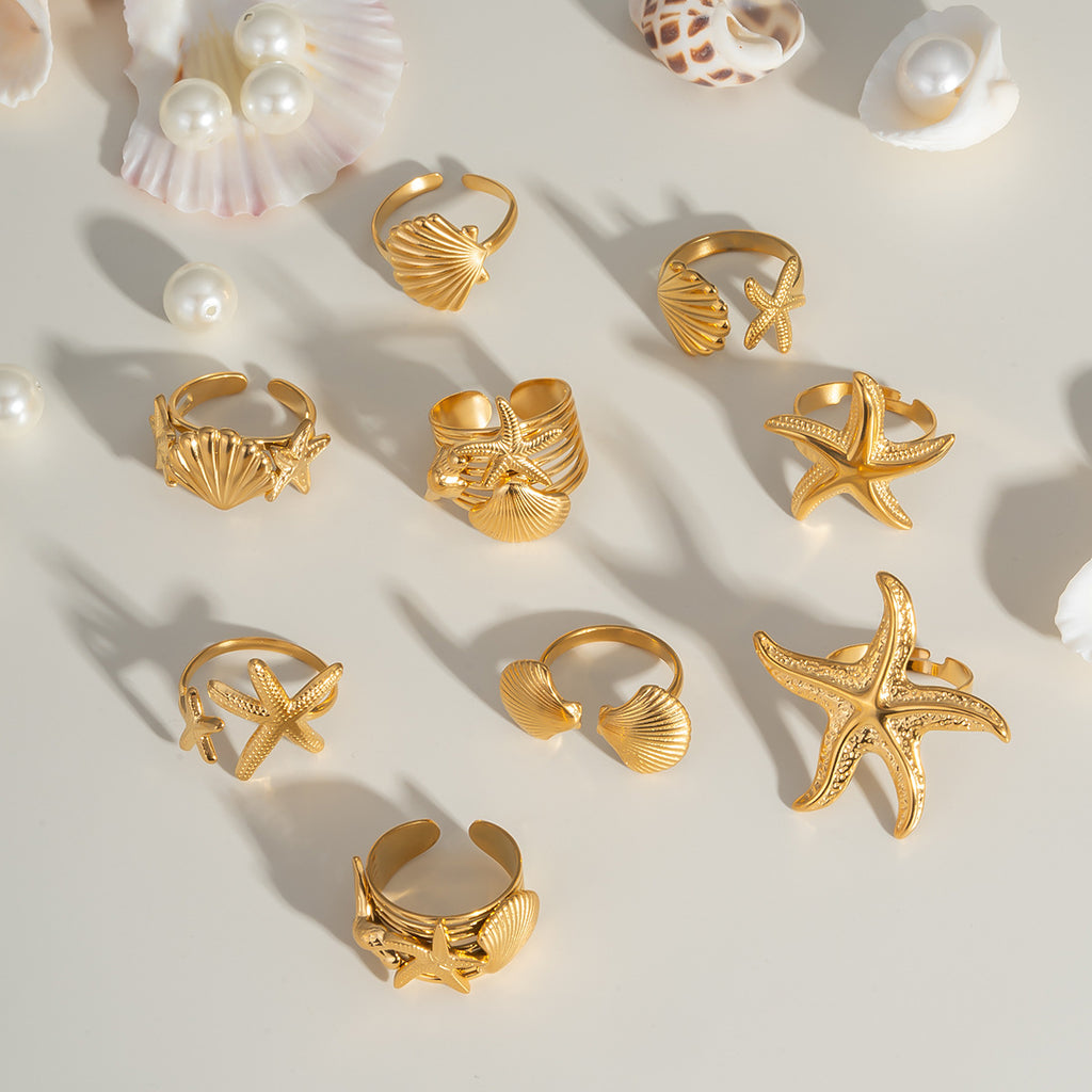Damen Verstellbarer Sternenhaut Ring mit Edelstahlverarbeitung Shop Nory