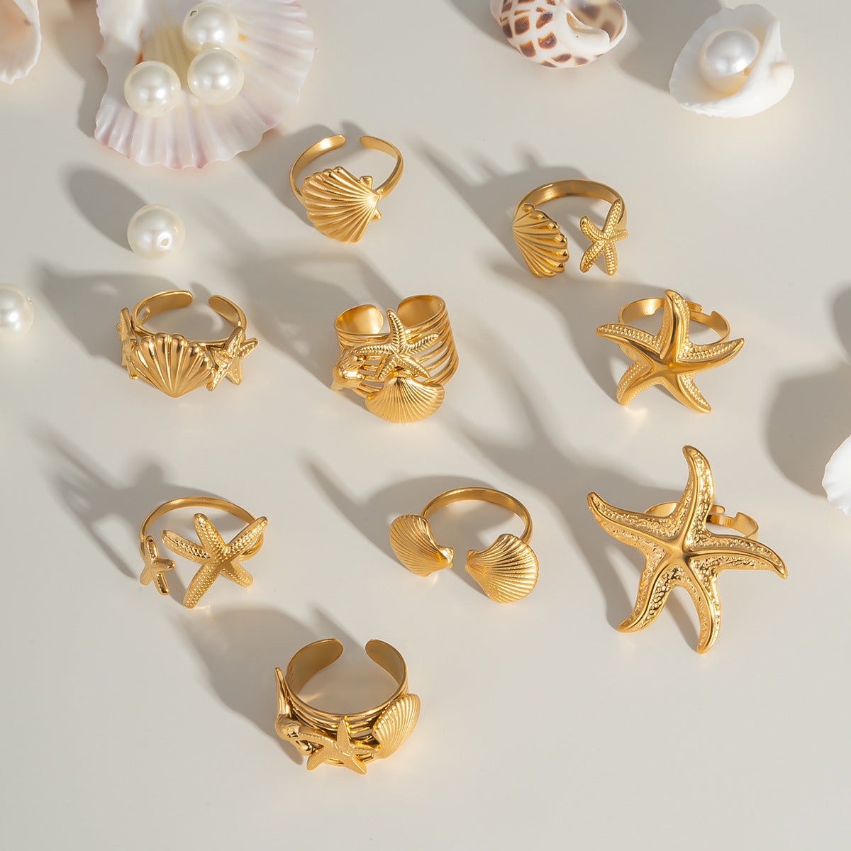 Damen Verstellbarer Sternenhaut Ring mit Edelstahlverarbeitung Shop Nory