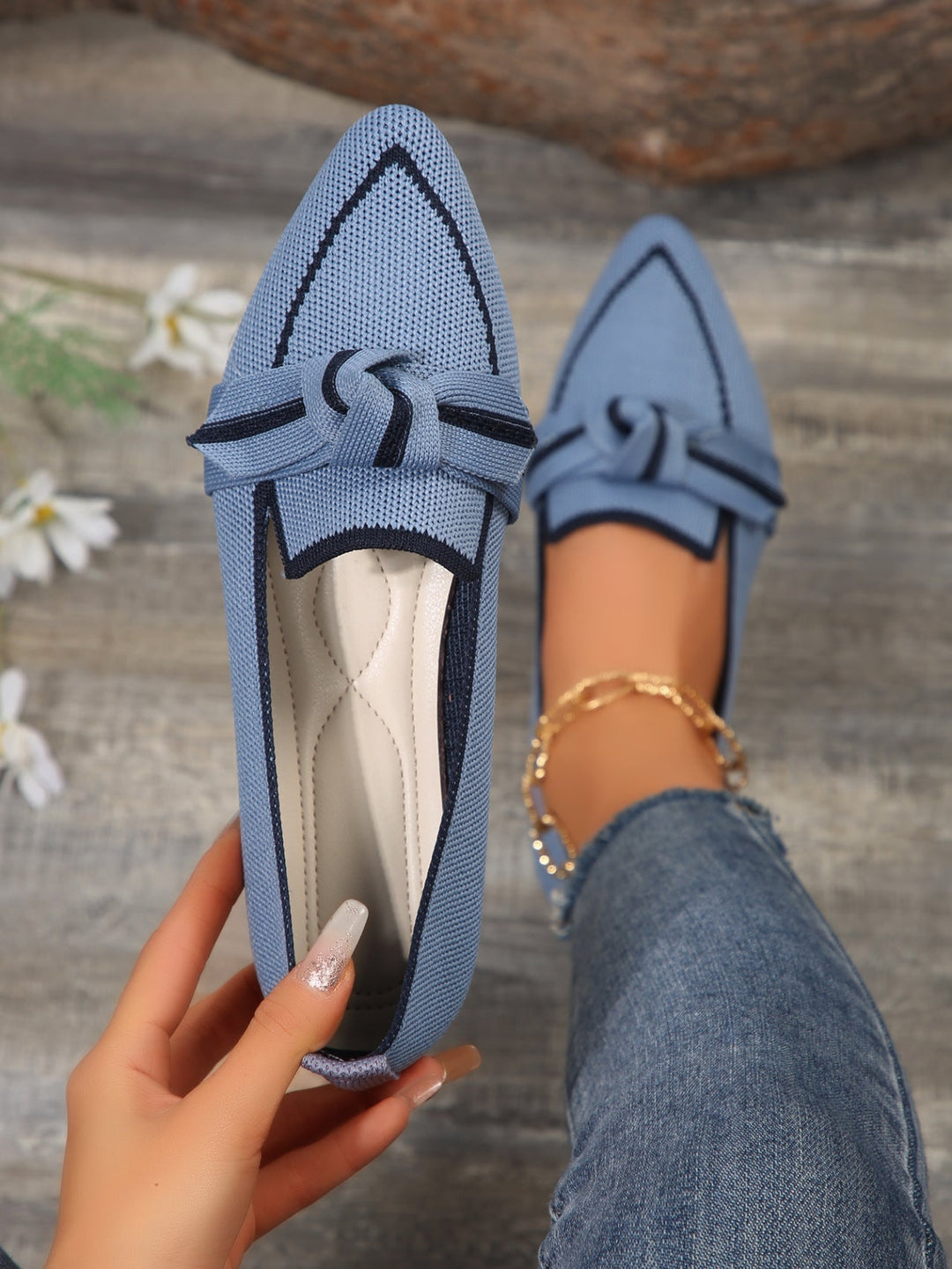 Damen Spangenballerinas mit Knötchen-Details und atmungsaktivem Obermaterial Shopnory