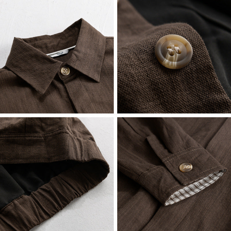 Herren Leichte Leinen-Überhemd-Jacke mit Hemdkragen und verdeckter Knopfleiste Shop Nory