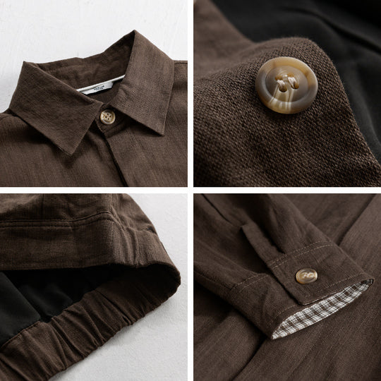 Herren Leichte Leinen-Überhemd-Jacke mit Hemdkragen und verdeckter Knopfleiste Shop Nory