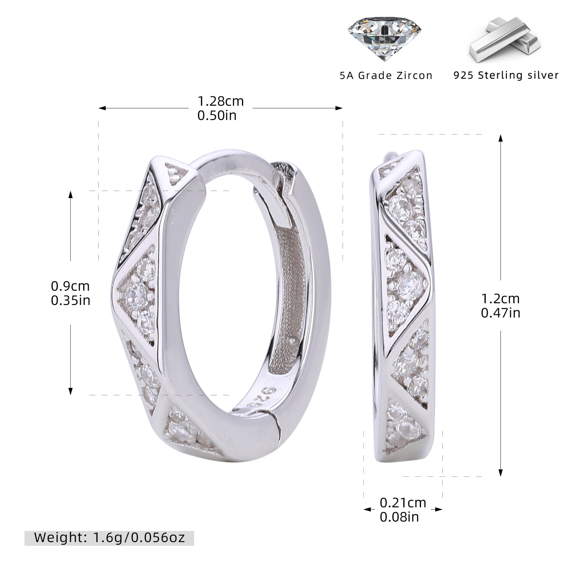 Damen Ohrringe mit funkelnden Zirkonsteinen aus hochwertigem 925 Sterling Silber Shop Nory