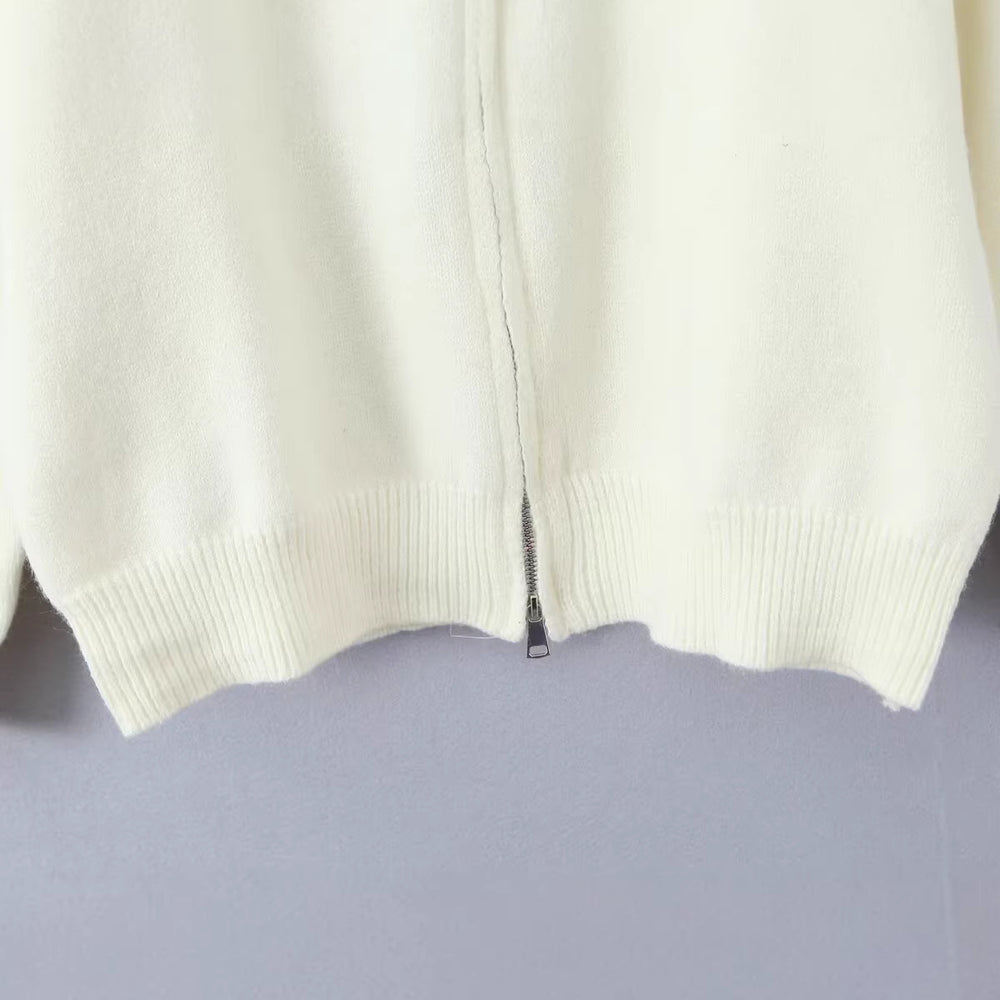 Damen Oversized Zipp-Cardigan aus feinem Strick mit hohem Rippkragen Shop Nory
