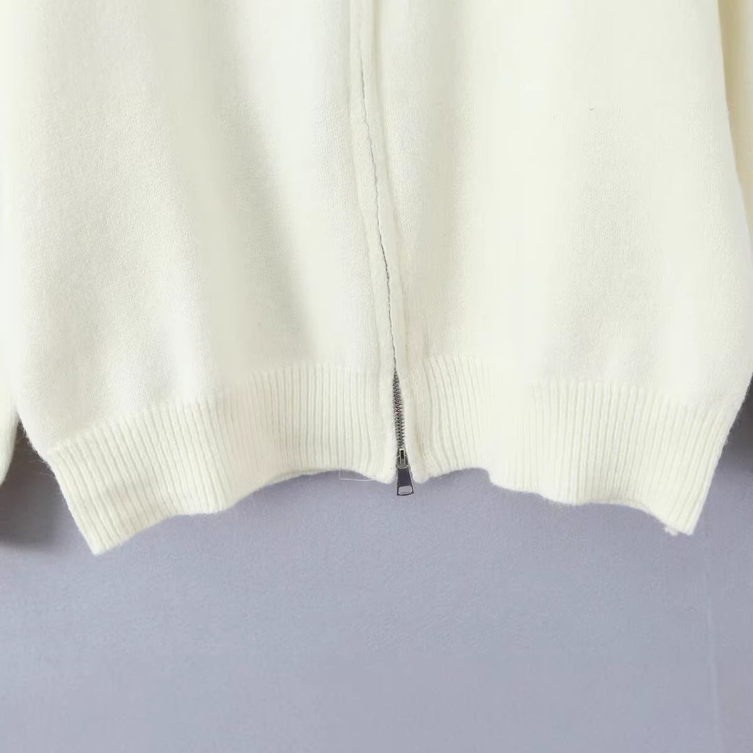 Damen Oversized Zipp-Cardigan aus feinem Strick mit hohem Rippkragen Shop Nory