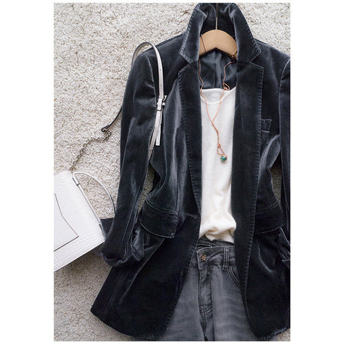 Damen Eleganter Samtblazer mit schmalem Schnitt Shop Nory