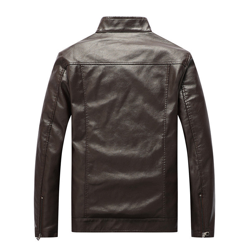 Herren schlanker Kunstleder‑Fieldblouson mit Stehkragen, Brustpattentaschen und Reißverschluss Shop Nory