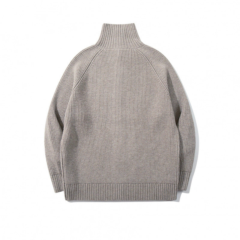 Herren grobgestrickter Knopfcardigan mit hohem Rollkragen und Raglanärmeln Shop Nory