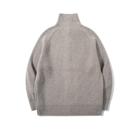 Herren grobgestrickter Knopfcardigan mit hohem Rollkragen und Raglanärmeln Shop Nory