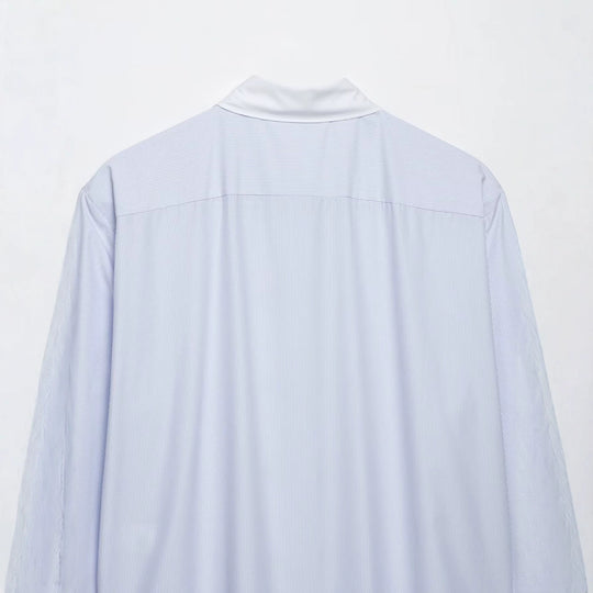 Damen Oversized Hemdbluse mit Kontrastkragen und dekorativen Knotenverschlüssen Shop Nory