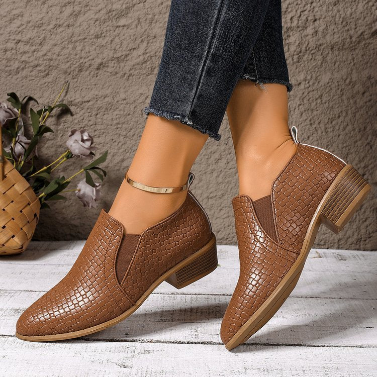 Damen elegante und bequeme Slipper-Stiefel aus strukturiertem Kunstleder
