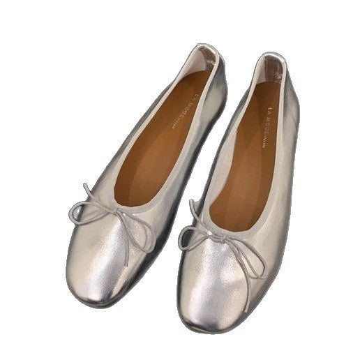 Damen elegante Ballerinas aus hochwertigem Kunstleder mit dekorativem Schleifenakzent