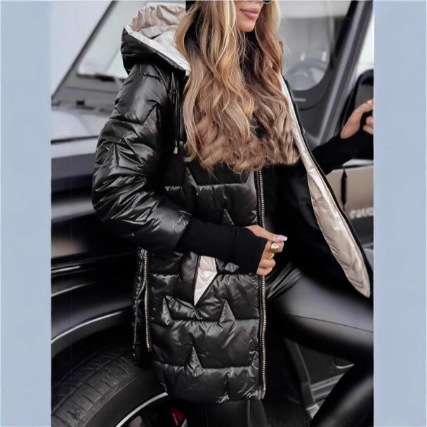 Damen nan gesteppter Steppmantel mit Kapuze taillierter Silhouette und Thermofüllung Shop Nory
