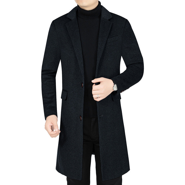 Herren Langer Wollmix-Mantel mit durchgehendem Kunstfell-Futter und schlanker Silhouette Shop Nory