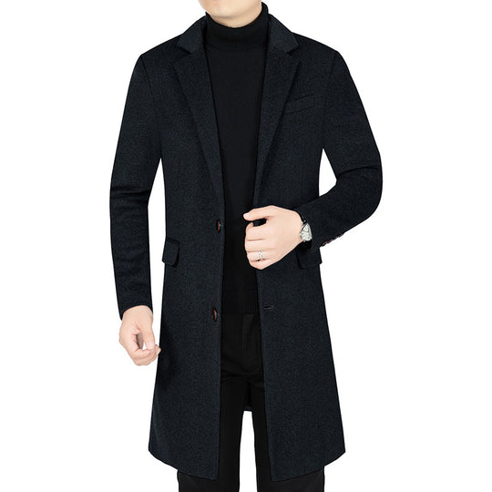 Herren Langer Wollmix-Mantel mit durchgehendem Kunstfell-Futter und schlanker Silhouette Shop Nory