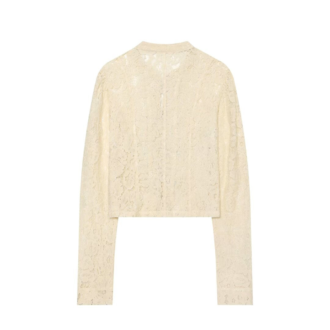 Damen Spitzenjacke mit Mandarinkragen und dekorativen Froschverschlüssen Shop Nory