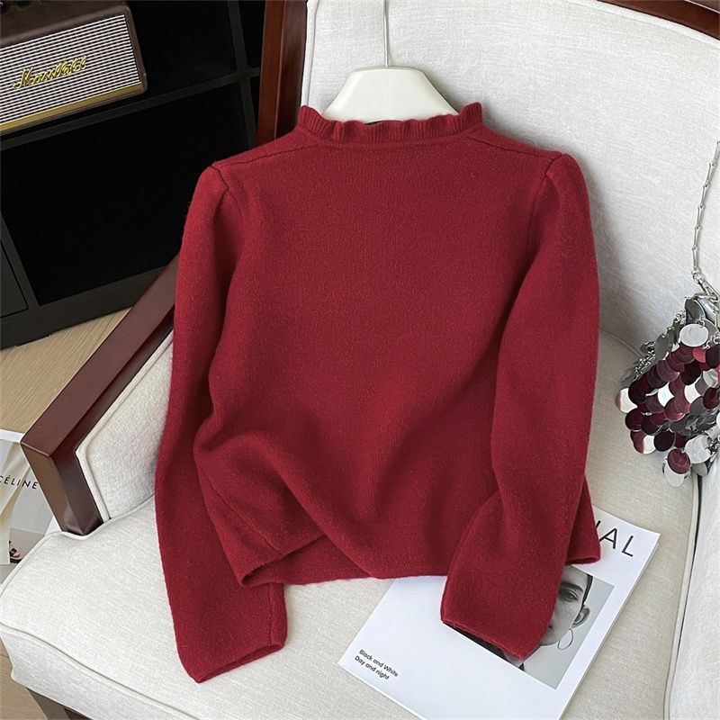 Damen Elegante Strickjacke mit Rüschendetail Shop Nory
