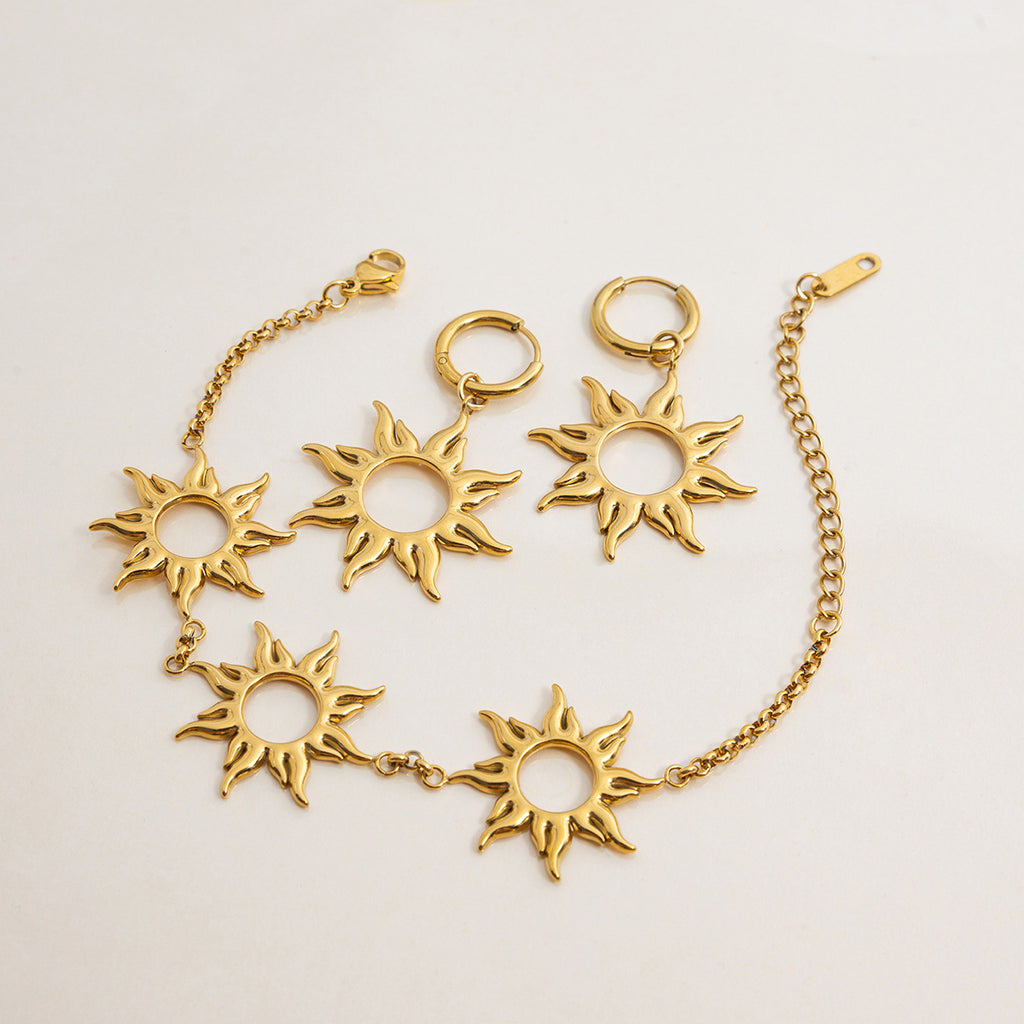 Damen Ohrhänger mit sonnenschein-inspiriertem Design aus hypoallergenem und rostfreiem Edelstahl Shop Nory