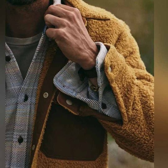 Herren Sherpa-Workjacke mit Brusttaschen aus Kontrastmaterial und Druckknopfverschluss Shop Nory