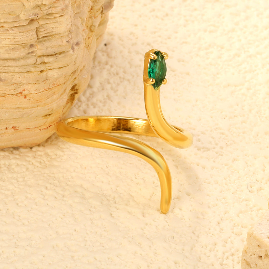Damen Ring mit elegantem, geschwungenen Design und verstellbarem Perlenanhänger Shop Nory