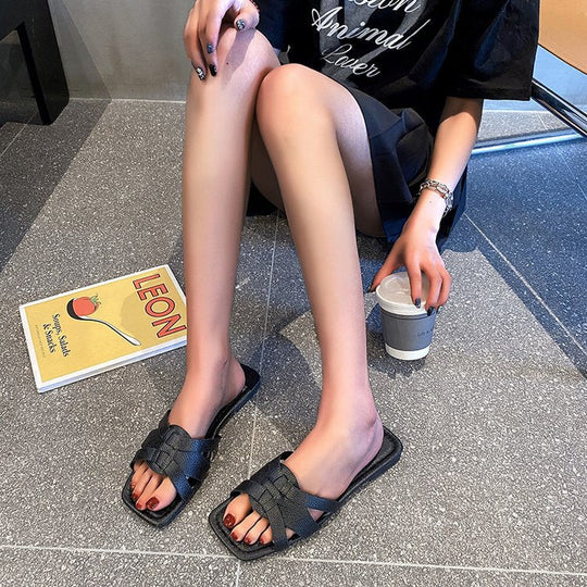 Damen stylische Riemchen-Pantoletten mit komfortabler Sohle