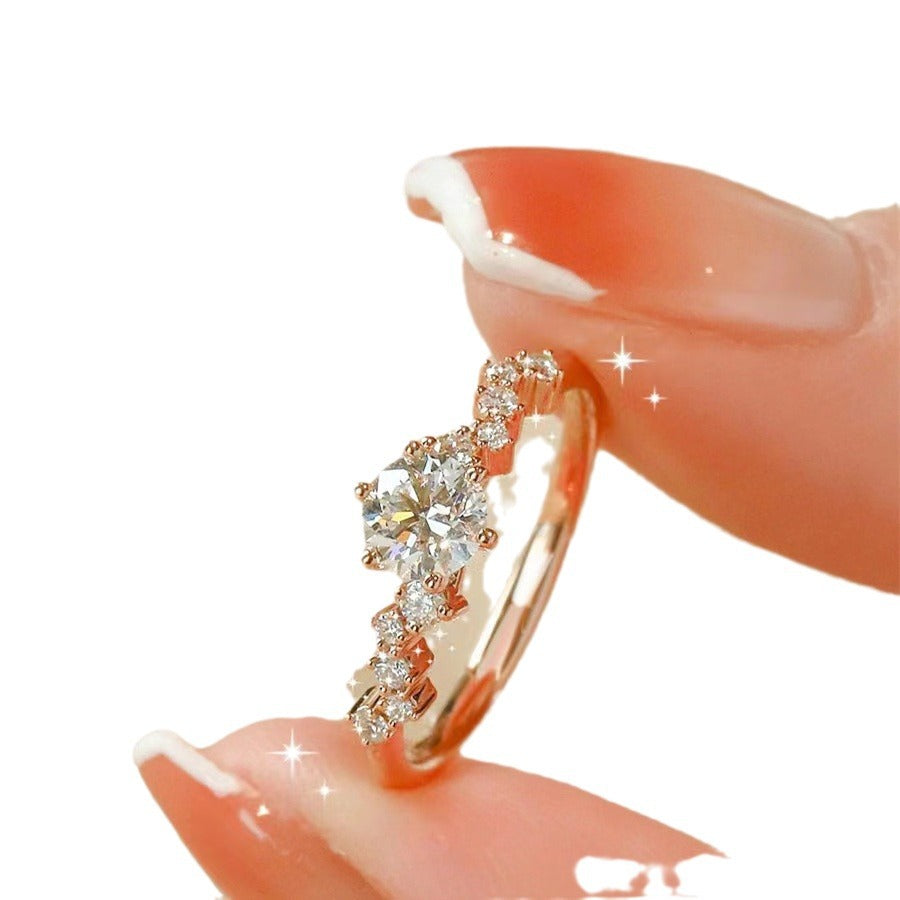 Damen Eleganter Zirkonia Verlobungsring mit geschwungener Fassung Shop Nory