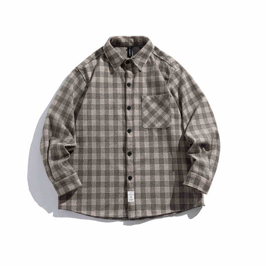 Herren Karierte Hemdjacke aus Wollmischung mit Overshirt-Schnitt und aufgesetzter Brusttasche Shop Nory