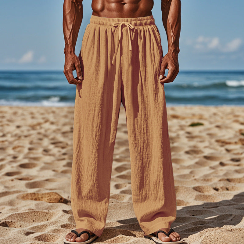 Herren lockere Strandhose mit elastischem Bund und seitlichen Eingrifftaschen