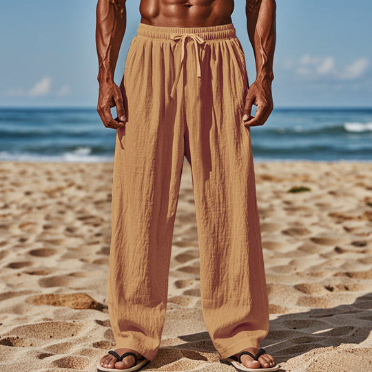 Herren lockere Strandhose mit elastischem Bund und seitlichen Eingrifftaschen