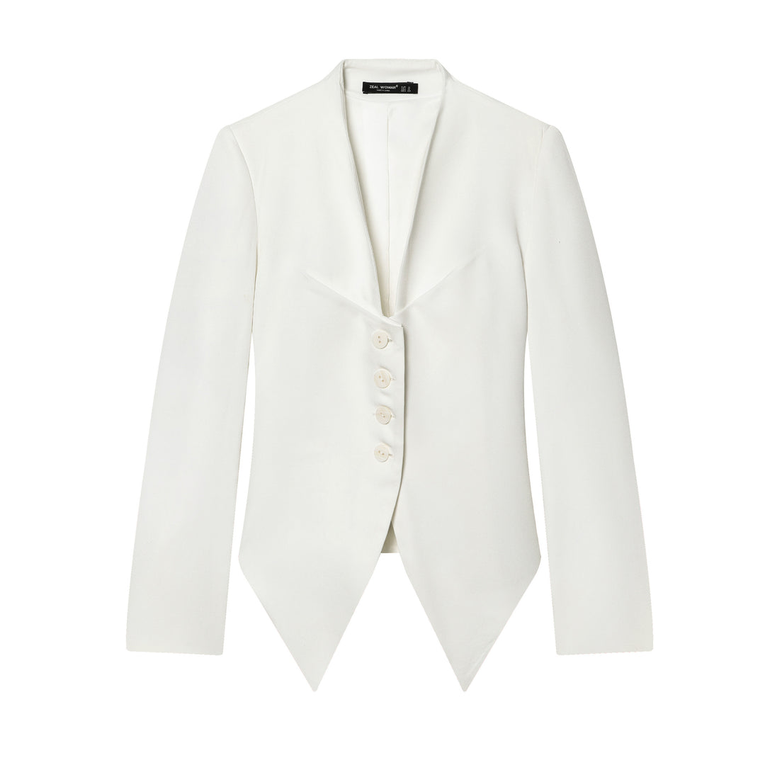 Damen taillierter Blazer mit spitzem Schößchen und tiefem V-Ausschnitt Shop Nory