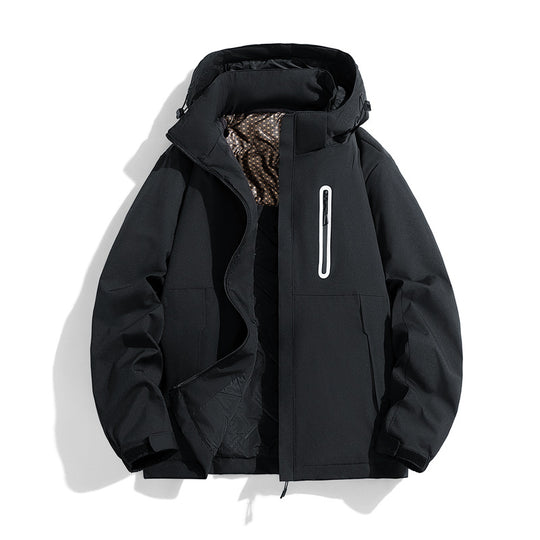 Herren wasserabweisende gesteppte Winterjacke mit Kapuze, thermischer Isolierung und reflektierender Brusttasche Shop Nory