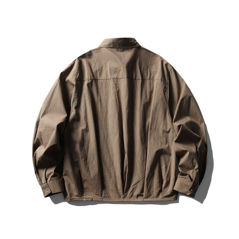 Herren Kurz geschnittenes kastiges Overshirt mit Karomuster, Hemdkragen und elastischem Saum Shop Nory