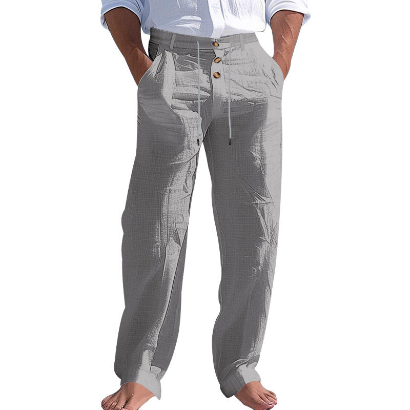 Herren lässige Hose mit hohem Bund und bequemen Taschen