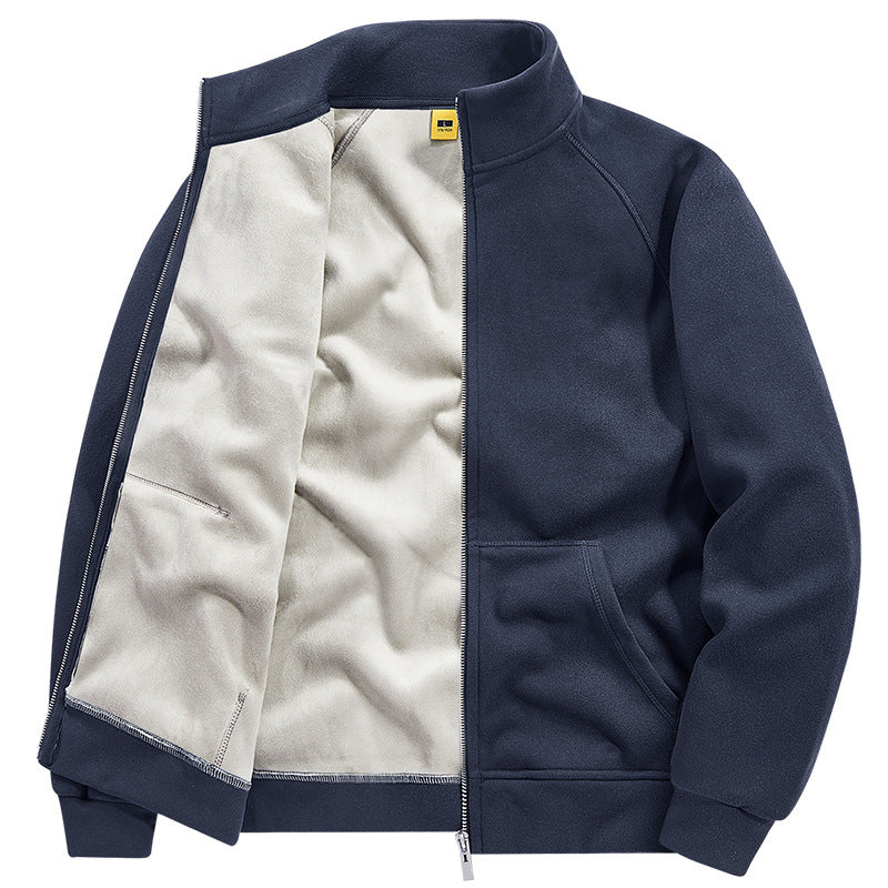 Herren Isolierte Plüschfutter-Sweatjacke mit Stehkragen und verdeckten Innentaschen Shop Nory