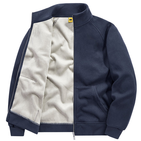Herren Isolierte Plüschfutter-Sweatjacke mit Stehkragen und verdeckten Innentaschen Shop Nory