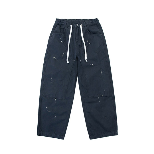 Unisex Weite Canvas-Hose mit elastischem Bund, Tunnelzug und Paint‑Splatter‑Details Shop Nory