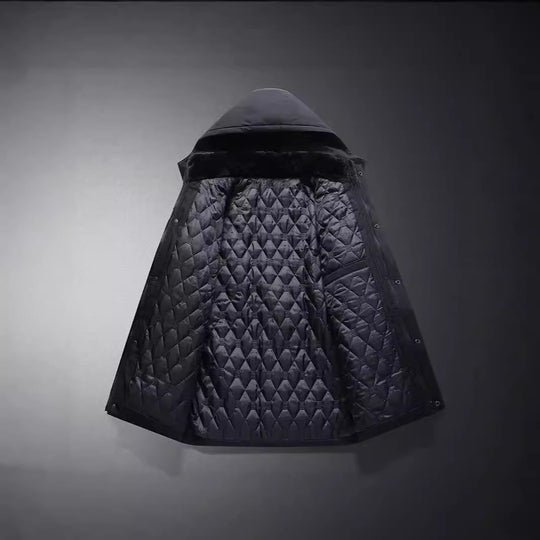 Herren Kurzparka mit gesteppter Thermofütterung, Kapuzenansatz und Multifunktionsklappentaschen Shop Nory