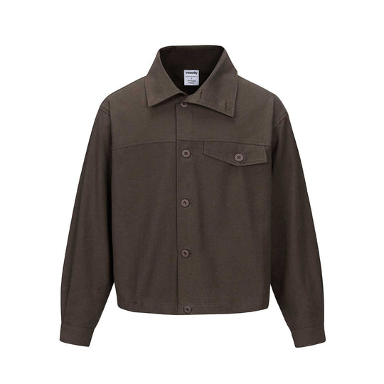 Unisex Kurz geschnittene Boxy-Hemdjacke mit durchgehender Knopfleiste und Pattentasche Shop Nory