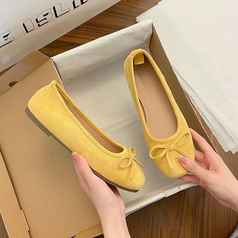 Damen Ballerina-Slipper mit quadratischer Zehenbox, weichem Komfortfußbett und Zierschleife Shop Nory