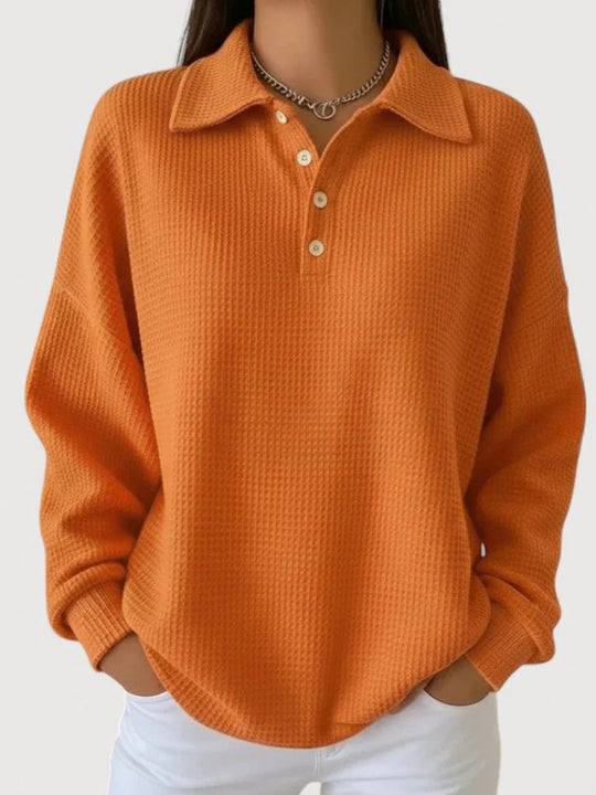Damen Lässiges Waffel-Pullover