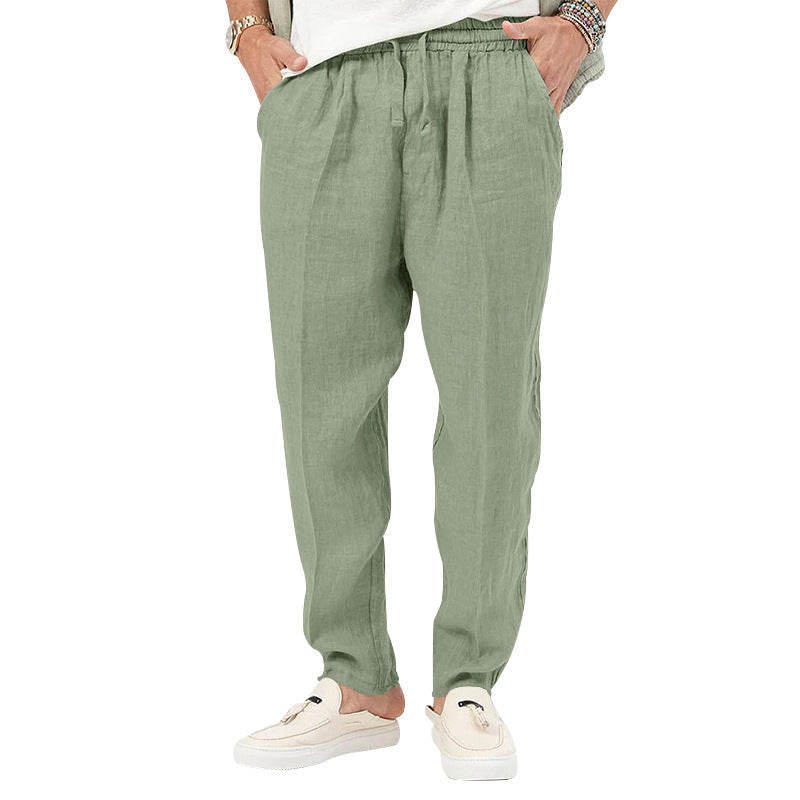 Herren Leichte Leinenhose mit elastischem Bund und praktischen Eingrifftaschen