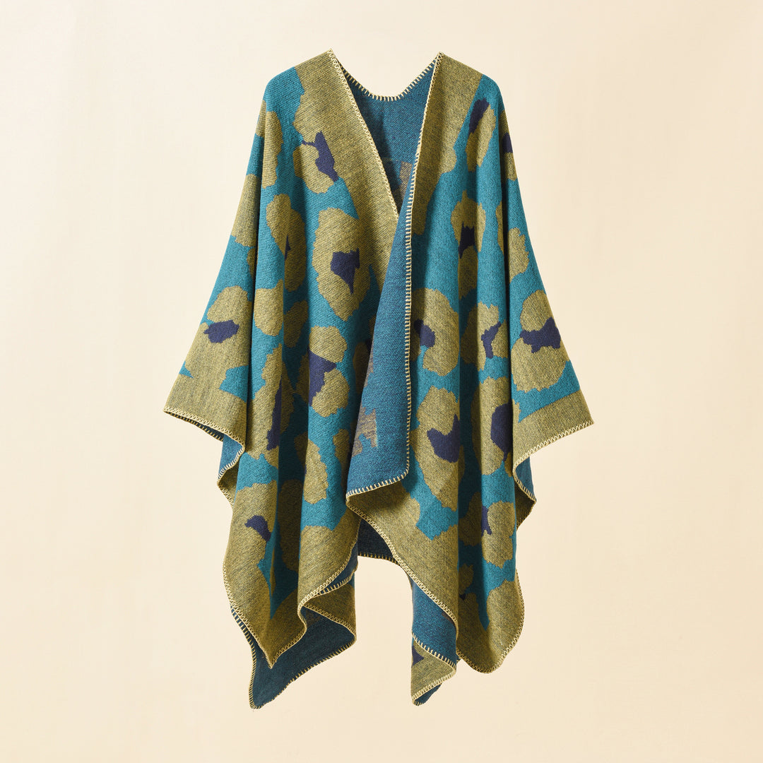 Damen Oversize-Strickruana mit grafischem Jacquard und Zierstich Shop Nory