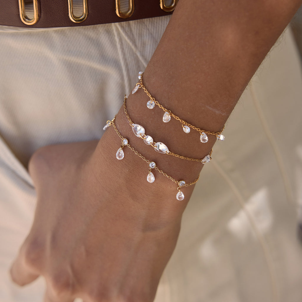 Damen Armband mit eleganten Wasserfall-Anhängern aus hypoallergenem Edelstahl Shop Nory